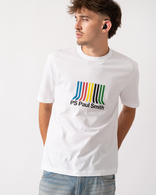 PS Paul Smith Mens Casual Fit Short Sleeve PS Stripe T-Shirt - 01 White