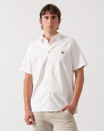 PS Paul Smith Mens Casual Fit Short Sleeve Zebra Badge Shirt - 01 White