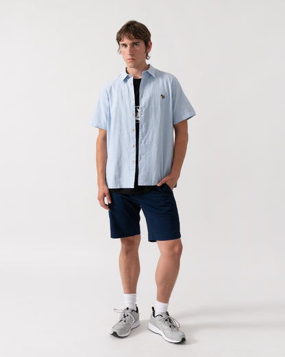 PS Paul Smith Mens Casual Fit Short Sleeve Zebra Badge Shirt - 40 Blue