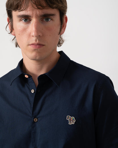 PS Paul Smith Mens Casual Fit Short Sleeve Zebra Badge Shirt - 47 Navy