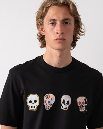 PS Paul Smith Mens Casual Fit Skulls T-Shirt - 79 Black | CHO | Designer Mens T-Shirts