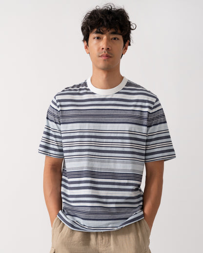 PS Paul Smith Mens Casual Fit T-Shirt - 02 Off White/Blue Stripe