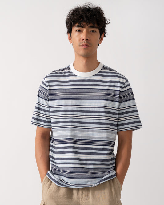 PS Paul Smith Mens Casual Fit T-Shirt - 02 Off White/Blue Stripe