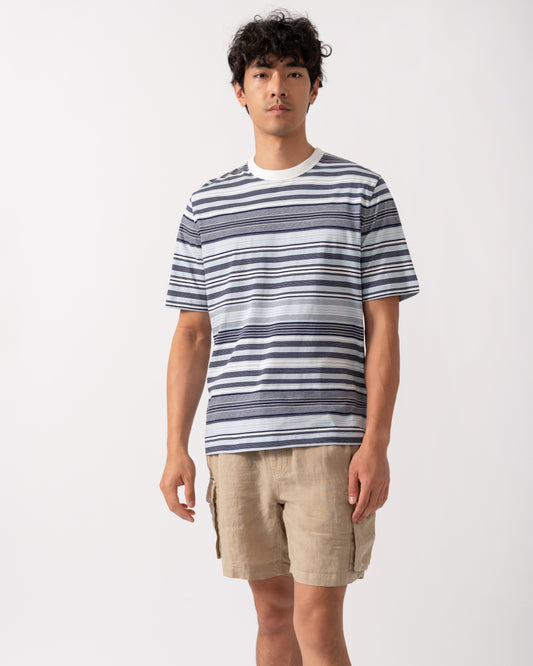 PS Paul Smith Mens Casual Fit T-Shirt - 02 Off White/Blue Stripe