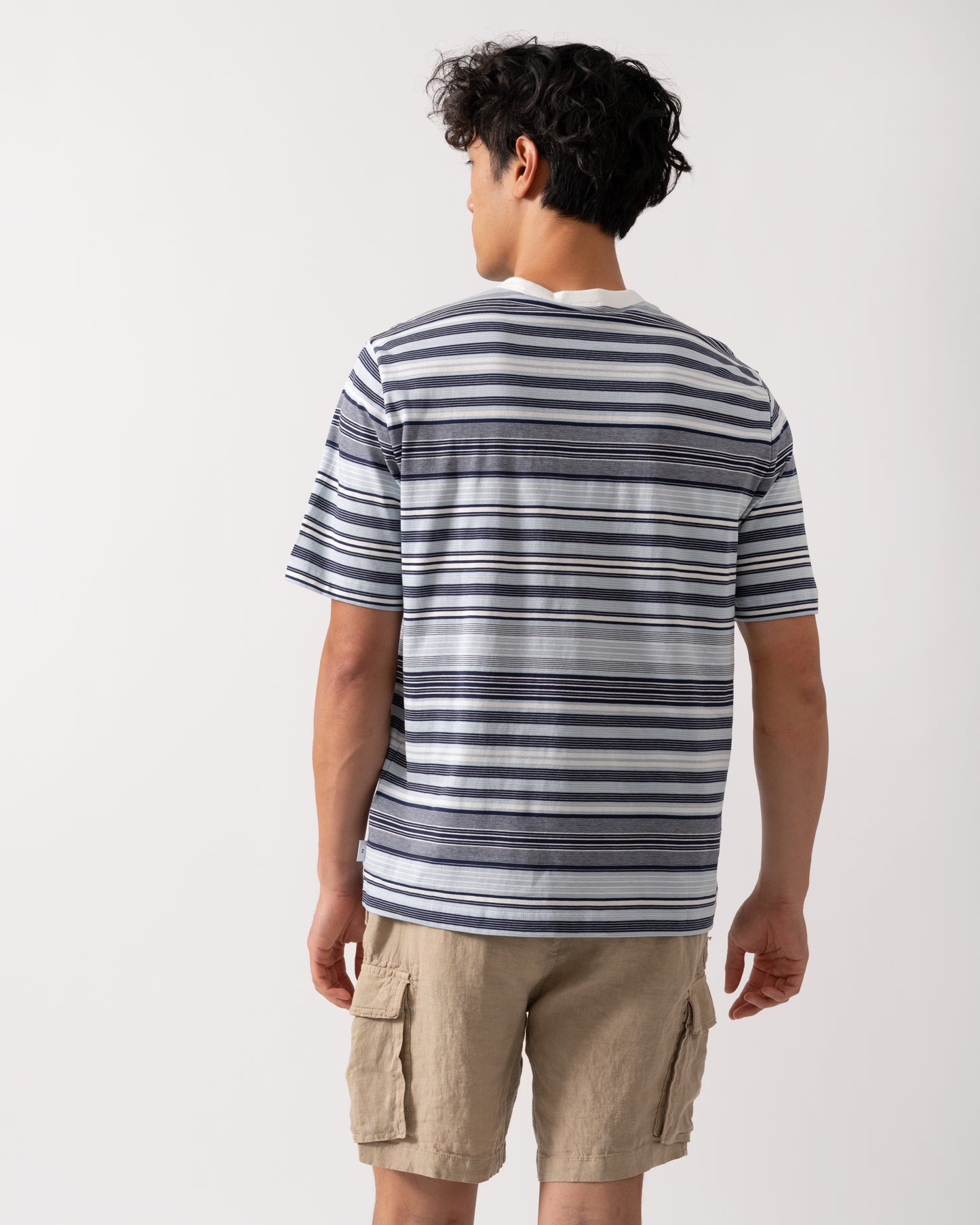 PS Paul Smith Mens Casual Fit T-Shirt - 02 Off White/Blue Stripe