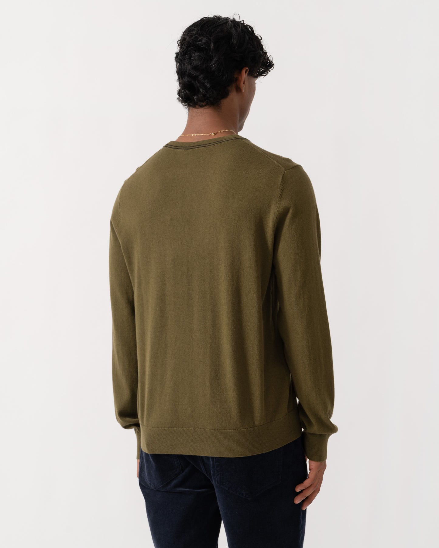 Back of PS Paul Smith Mens Crew Neck Zebra Badge Sweater - 35 Military Green