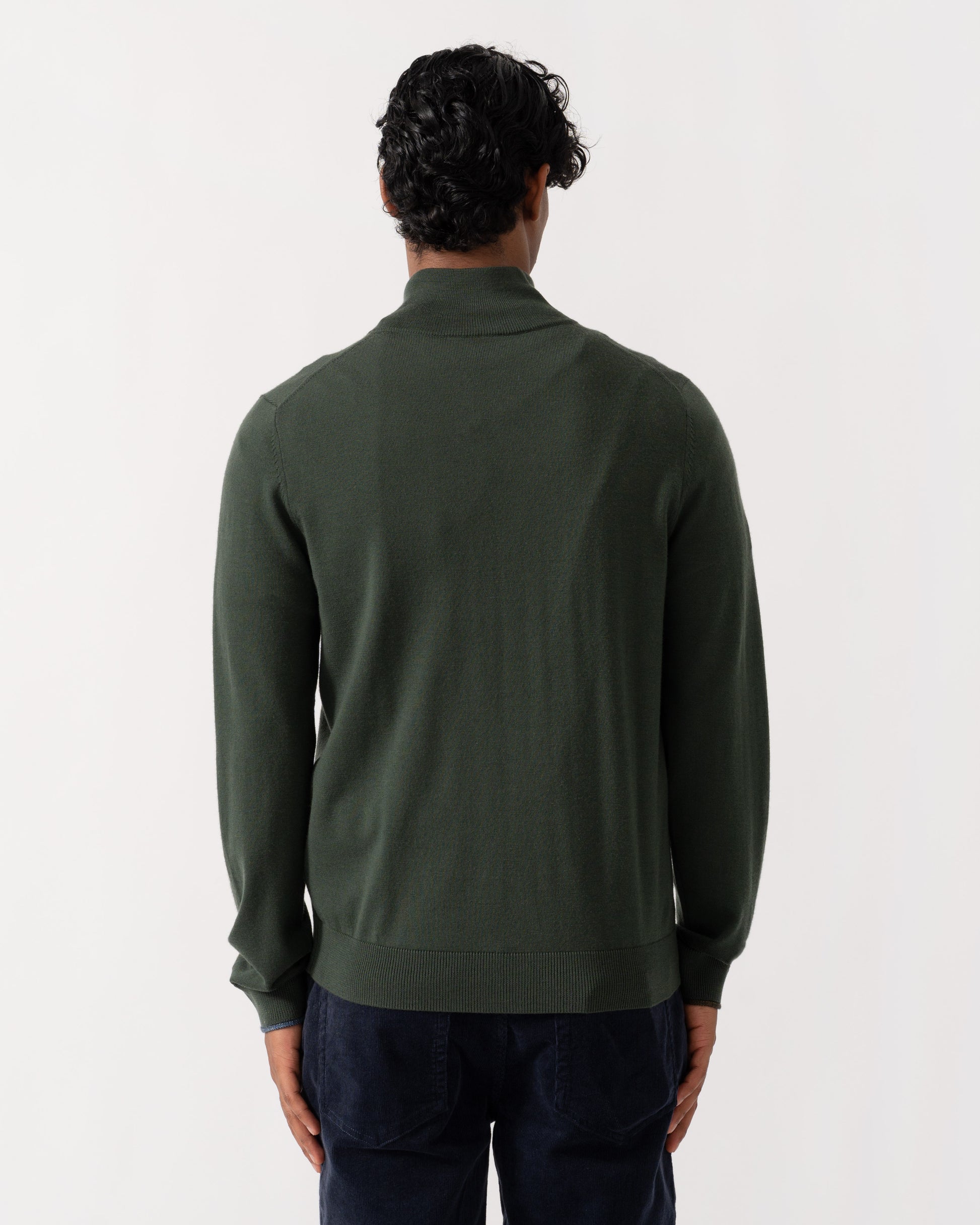 Back of PS Paul Smith Mens Full Zip Funnel Neck Sweater - 38 Bottle Green
