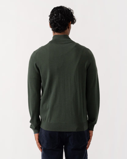 Back of PS Paul Smith Mens Full Zip Funnel Neck Sweater - 38 Bottle Green