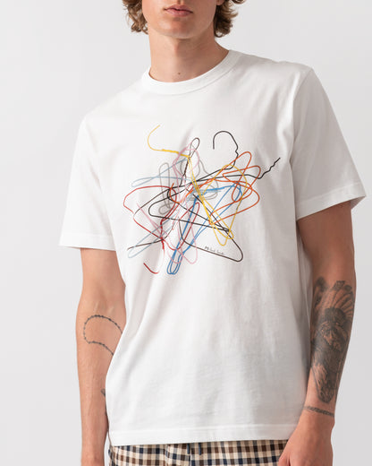 close up shot of a PS Paul Smith Mens Hangers Graphic T-Shirt in 02 White