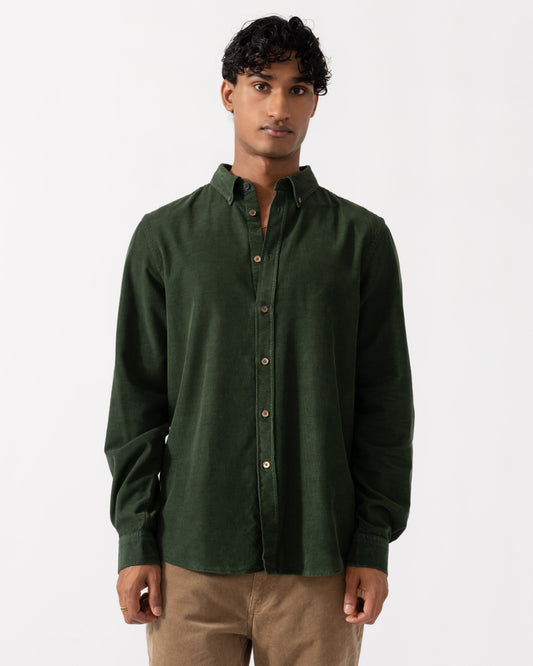 Front of the PS Paul Smith Mens Long Sleeve Corduroy Shirt - 38 Bottle Green