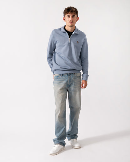 PS Paul Smith Mens Long Sleeve Half Zip Top with Zebra Logo - 43G Greyish Blue