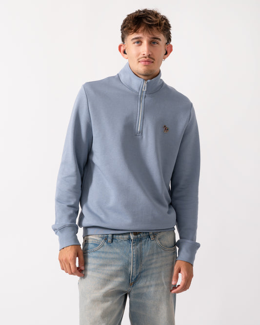 PS Paul Smith Mens Long Sleeve Half Zip Top with Zebra Logo - 43G Greyish Blue