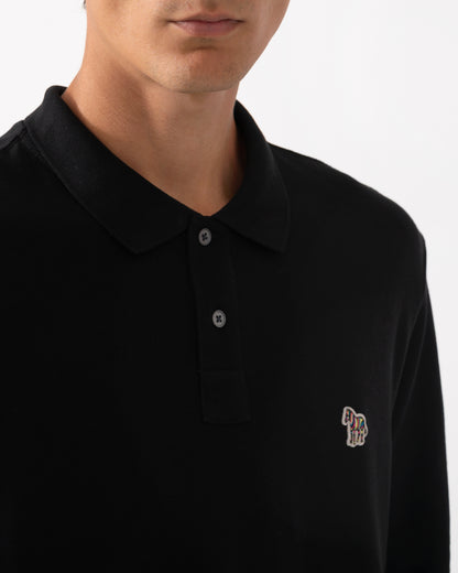 PS Paul Smith Mens Long Sleeve Plain Polo Shirt with Zebra Logo - 79 Black