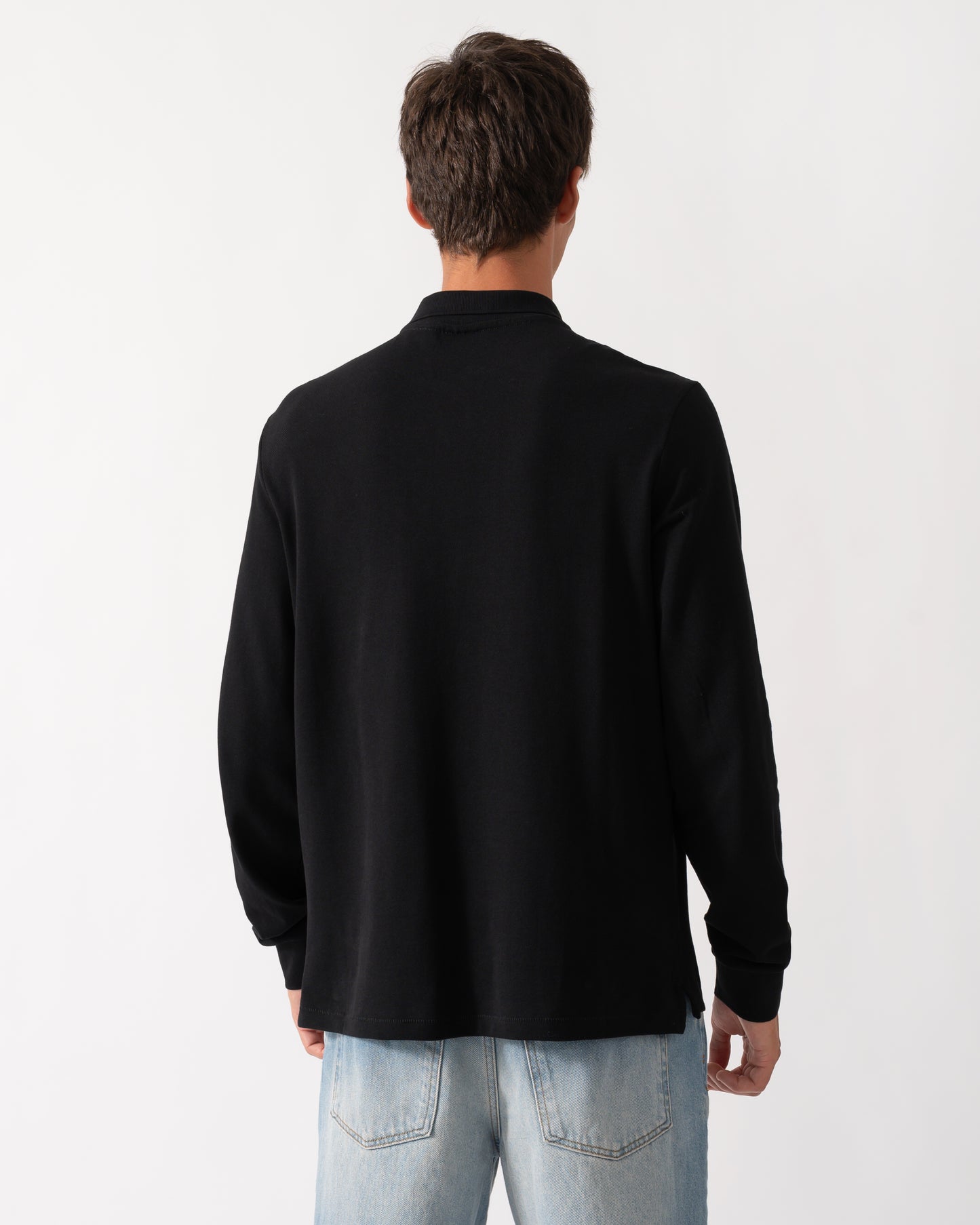 PS Paul Smith Mens Long Sleeve Plain Polo Shirt with Zebra Logo - 79 Black