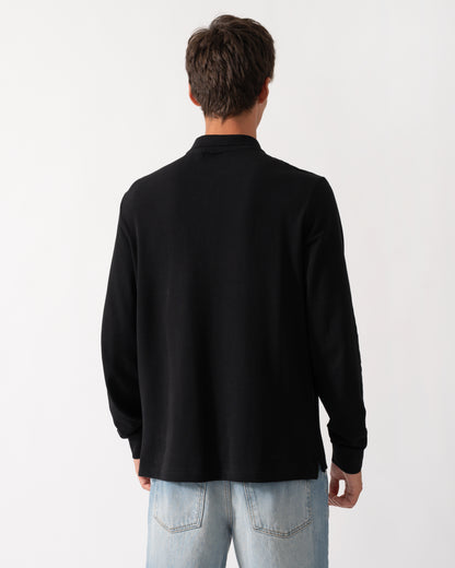 PS Paul Smith Mens Long Sleeve Plain Polo Shirt with Zebra Logo - 79 Black