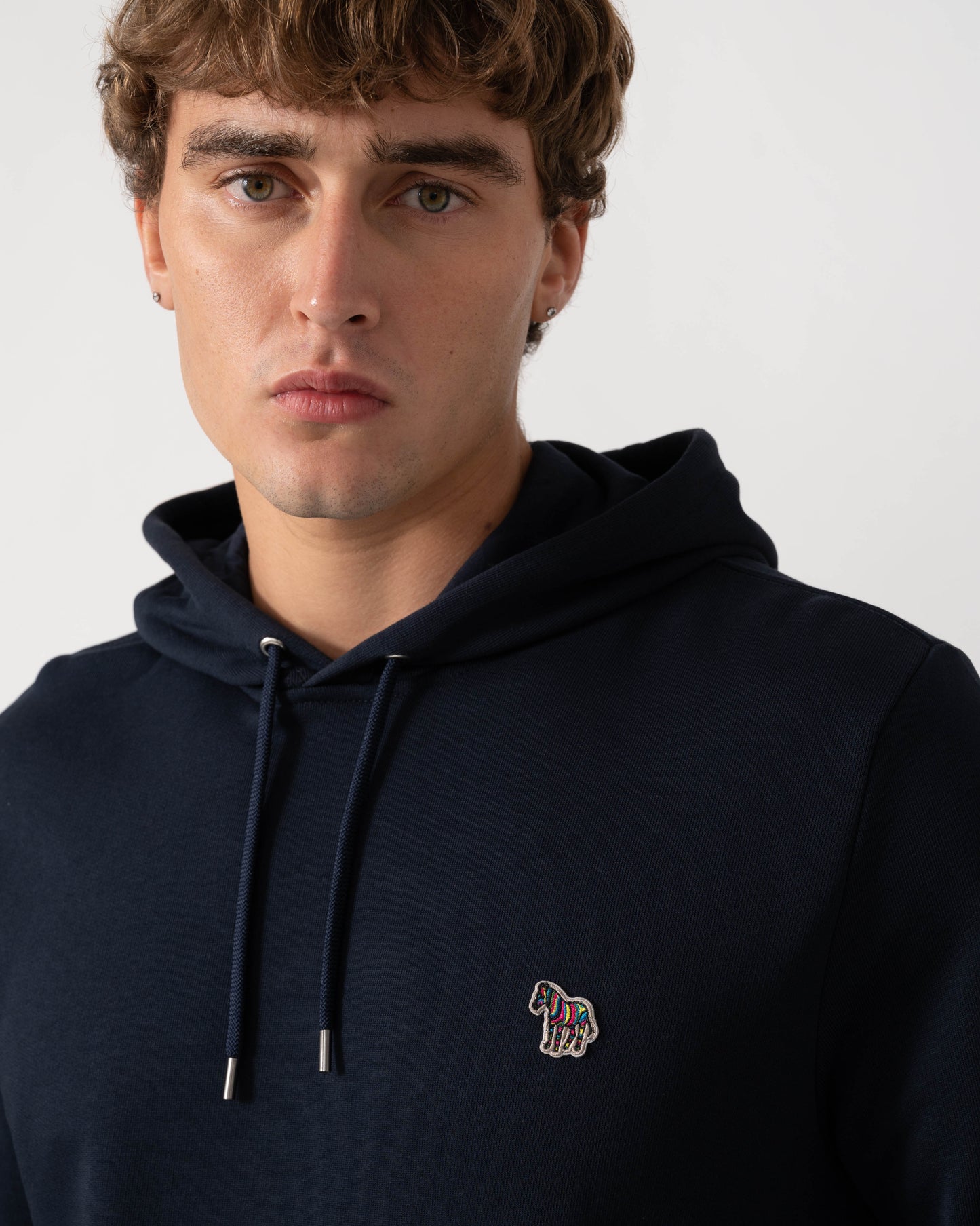 Detail of PS Paul Smith Mens Pullover Hoodie with Zebra Logo - 49 Very Dark Navy