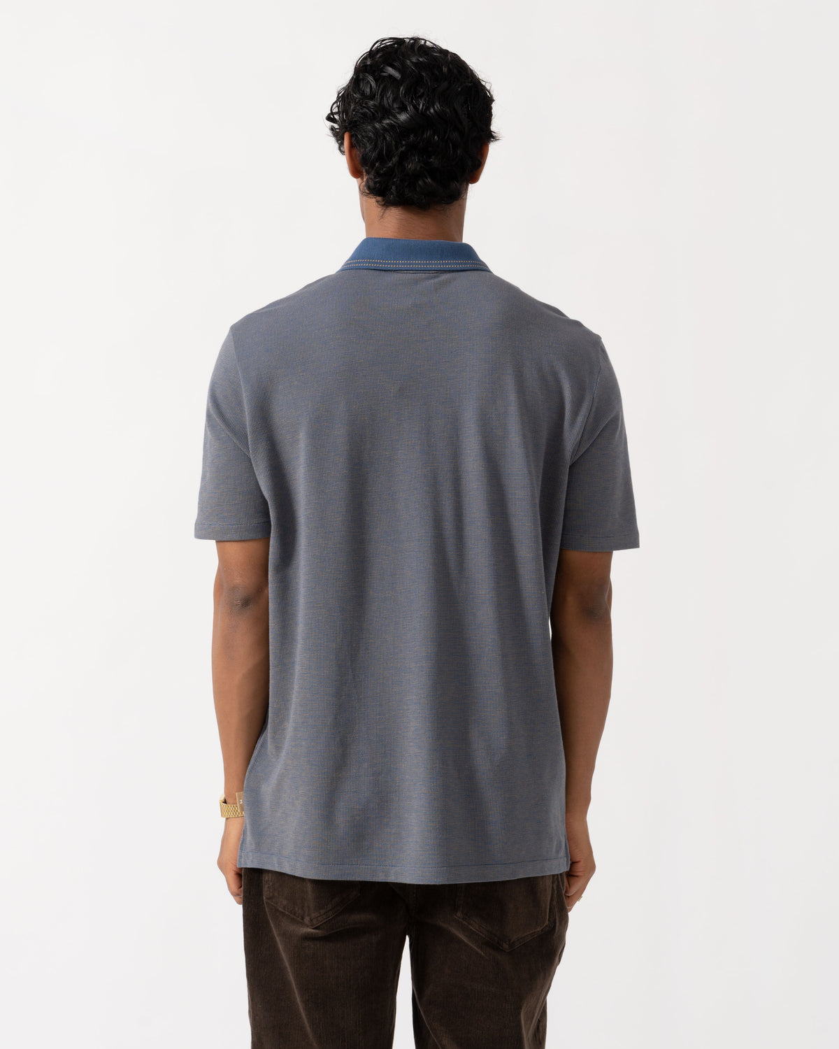 Back of the PS Paul Smith Mens Reg Fit Zip Polo Shirt - 46 Indigo