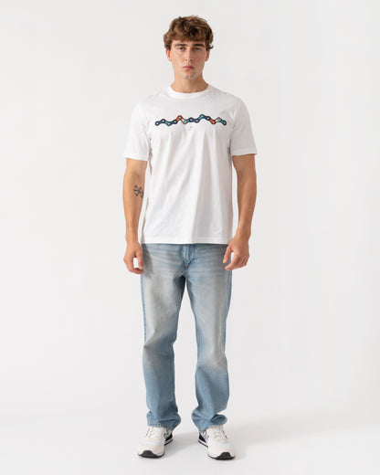 Outfit shot of PS Paul Smith Mens Regular Fit Chain Graphic T-Shirt - 01 White