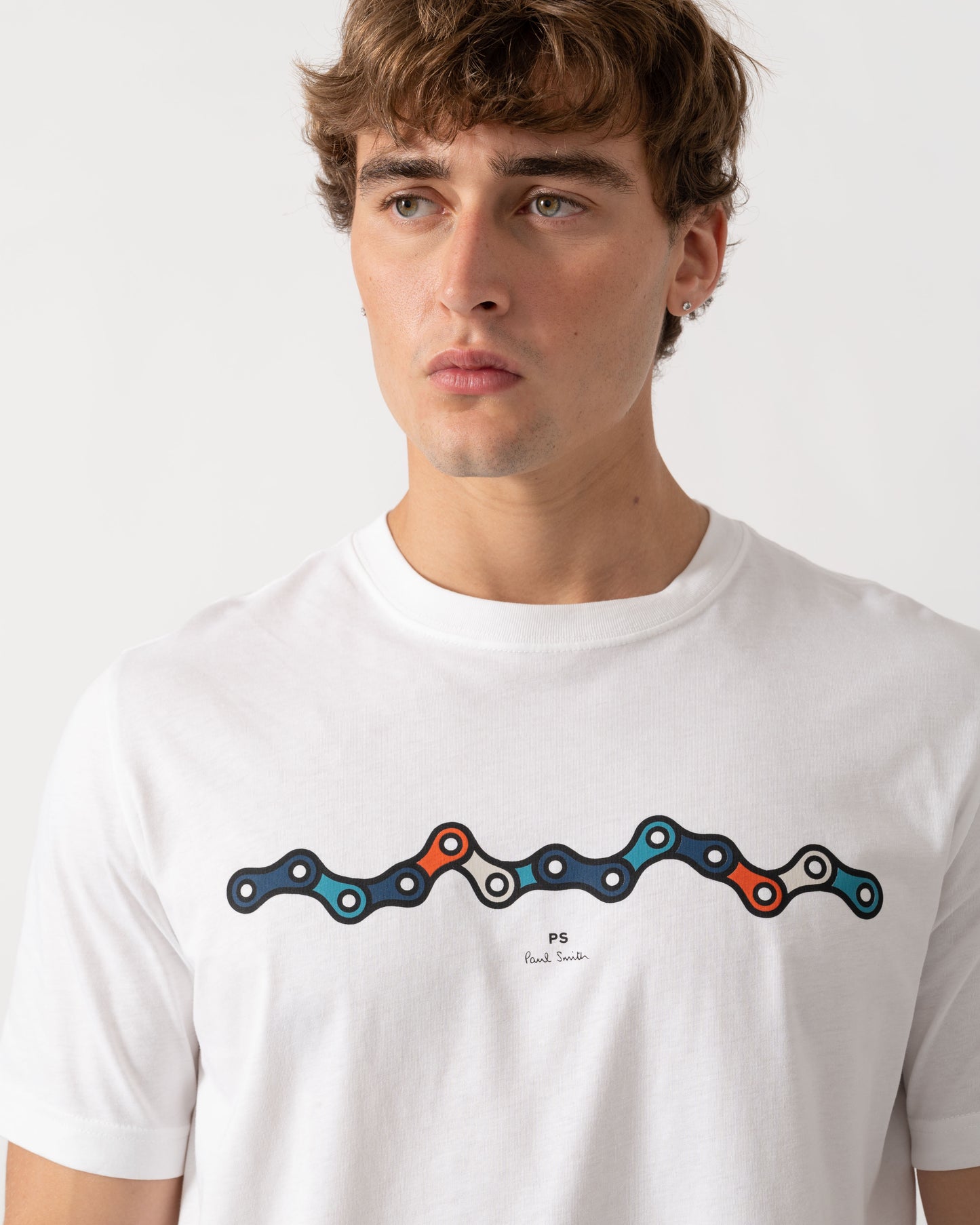 Detail of PS Paul Smith Mens Regular Fit Chain Graphic T-Shirt - 01 White