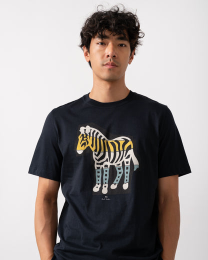 PS Paul Smith Mens Regular Fit Cutout Zebra T-Shirt - 49 Very Dark Navy