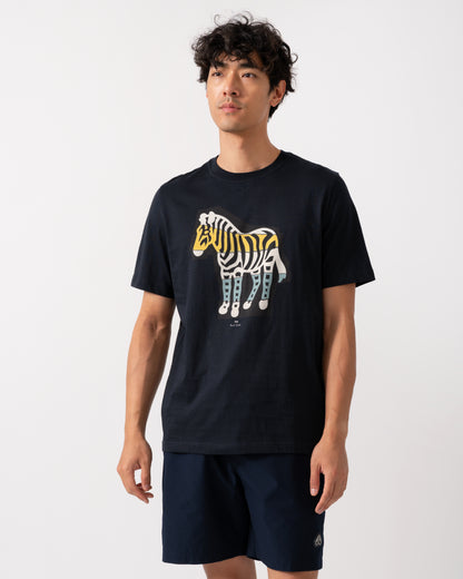 PS Paul Smith Mens Regular Fit Cutout Zebra T-Shirt - 49 Very Dark Navy