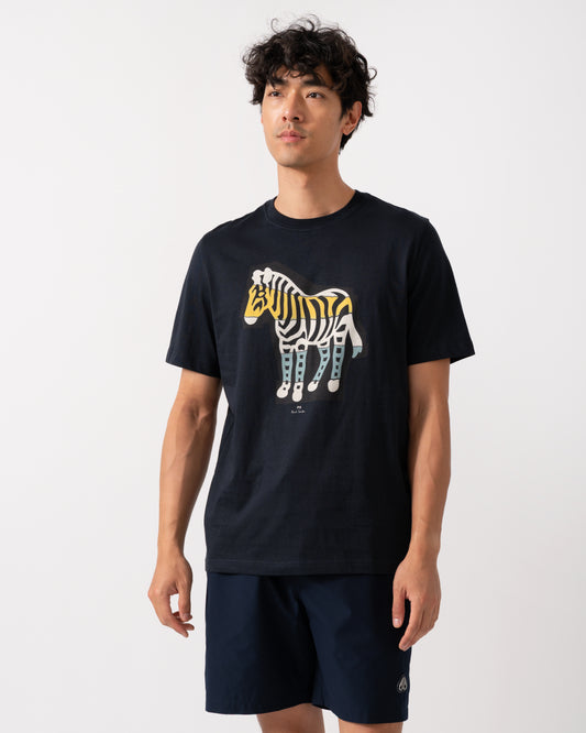 PS Paul Smith Mens Regular Fit Cutout Zebra T-Shirt - 49 Very Dark Navy