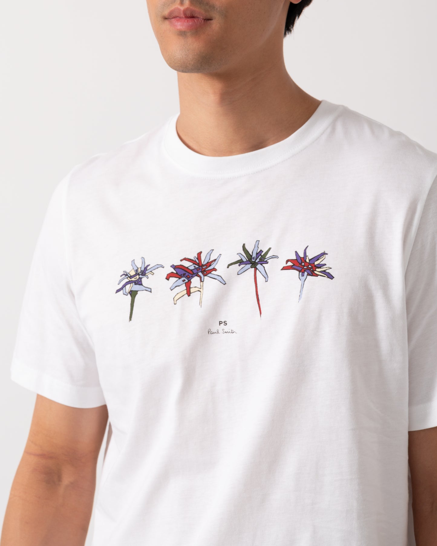 PS Paul Smith Mens Regular Fit Edelweiss Flower T-Shirt - 01 White