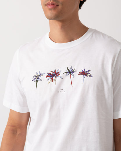 PS Paul Smith Mens Regular Fit Edelweiss Flower T-Shirt - 01 White