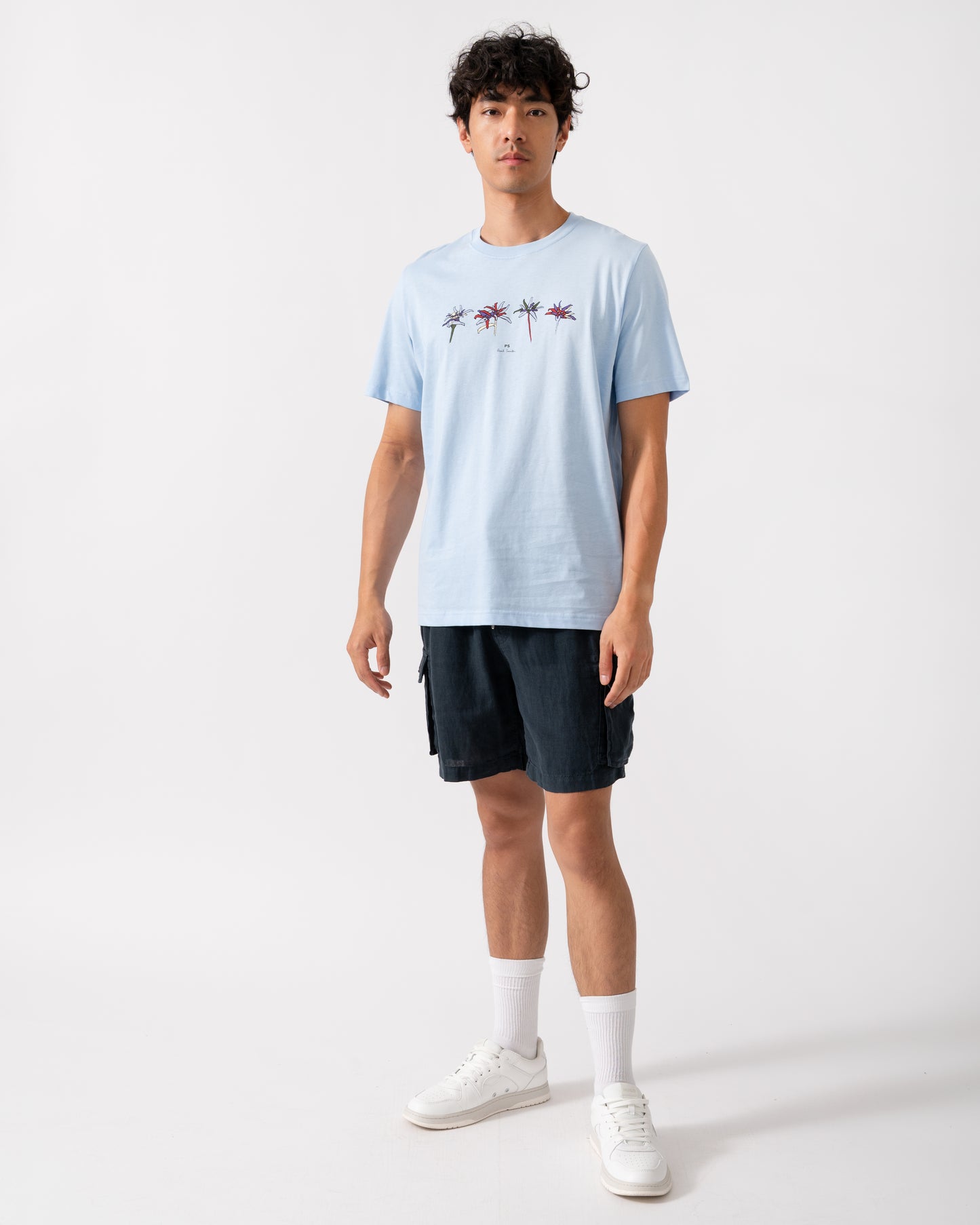 PS Paul Smith Mens Regular Fit Edelweiss Flower T-Shirt - 41E Light Blue