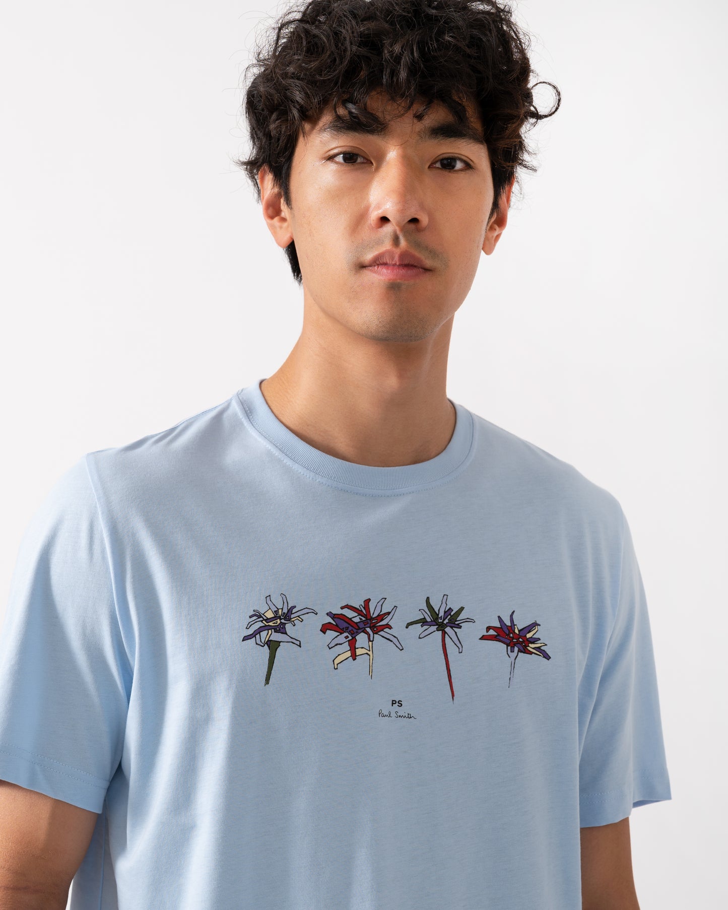 PS Paul Smith Mens Regular Fit Edelweiss Flower T-Shirt - 41E Light Blue