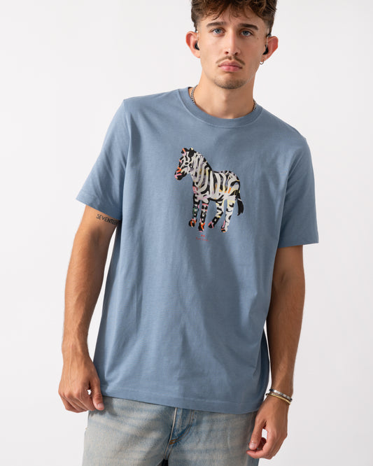 PS Paul Smith Mens Regular Fit Large Zebra Logo T-Shirt - 43D Greyish Blue