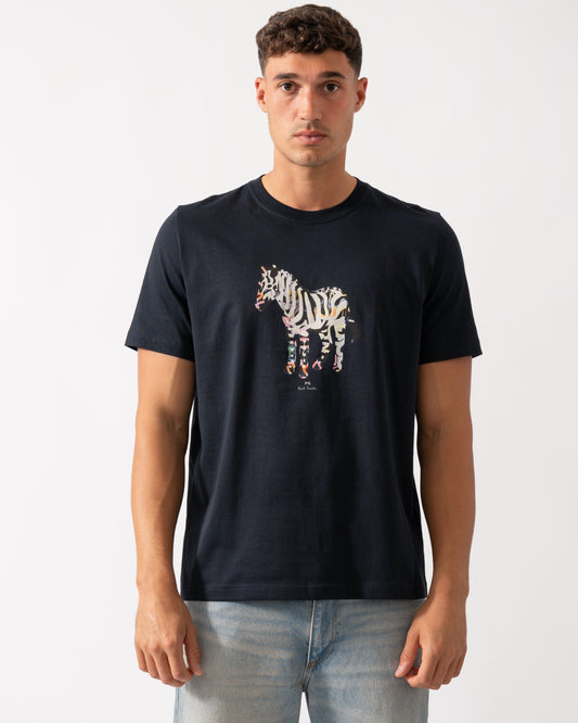 PS Paul Smith Mens Regular Fit Large Zebra Logo T-Shirt - 49 Very Dark Navy
