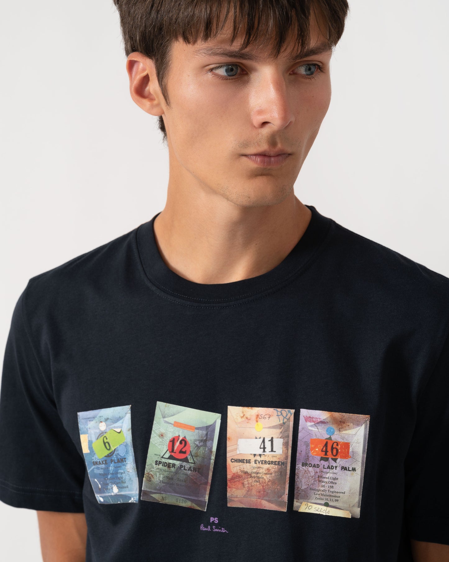 Detail of PS Paul Smith Mens Regular Fit Seed Packets Graphic T-Shirt - 49 Very Dark Navy