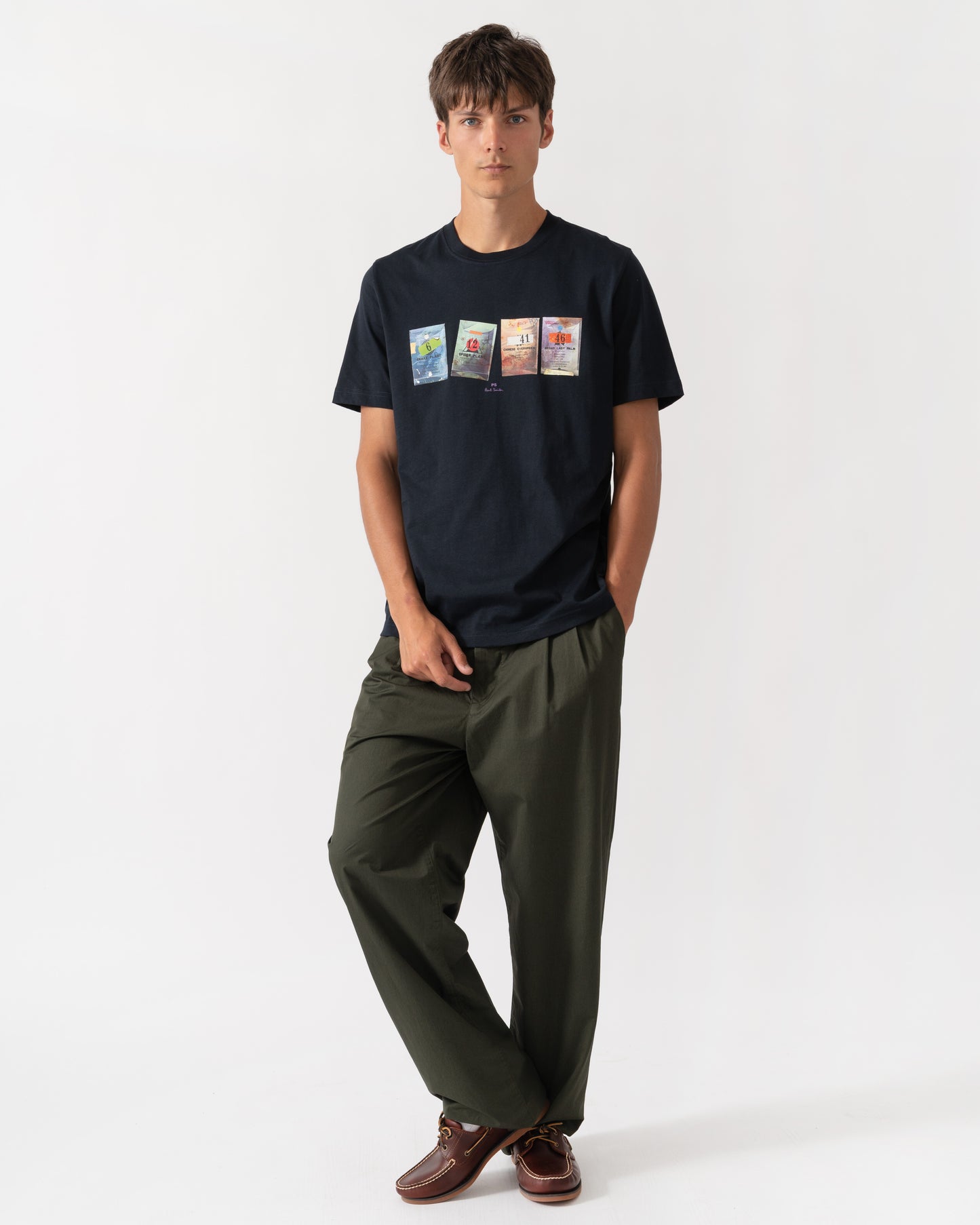 Full Length of PS Paul Smith Mens Regular Fit Seed Packets Graphic T-Shirt - 49 Very Dark Navy