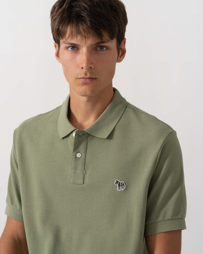 PS Paul Smith Mens Regular Fit Short Sleeve Organic Cotton Zebra Polo Shirt - 34D Light Greyish Green