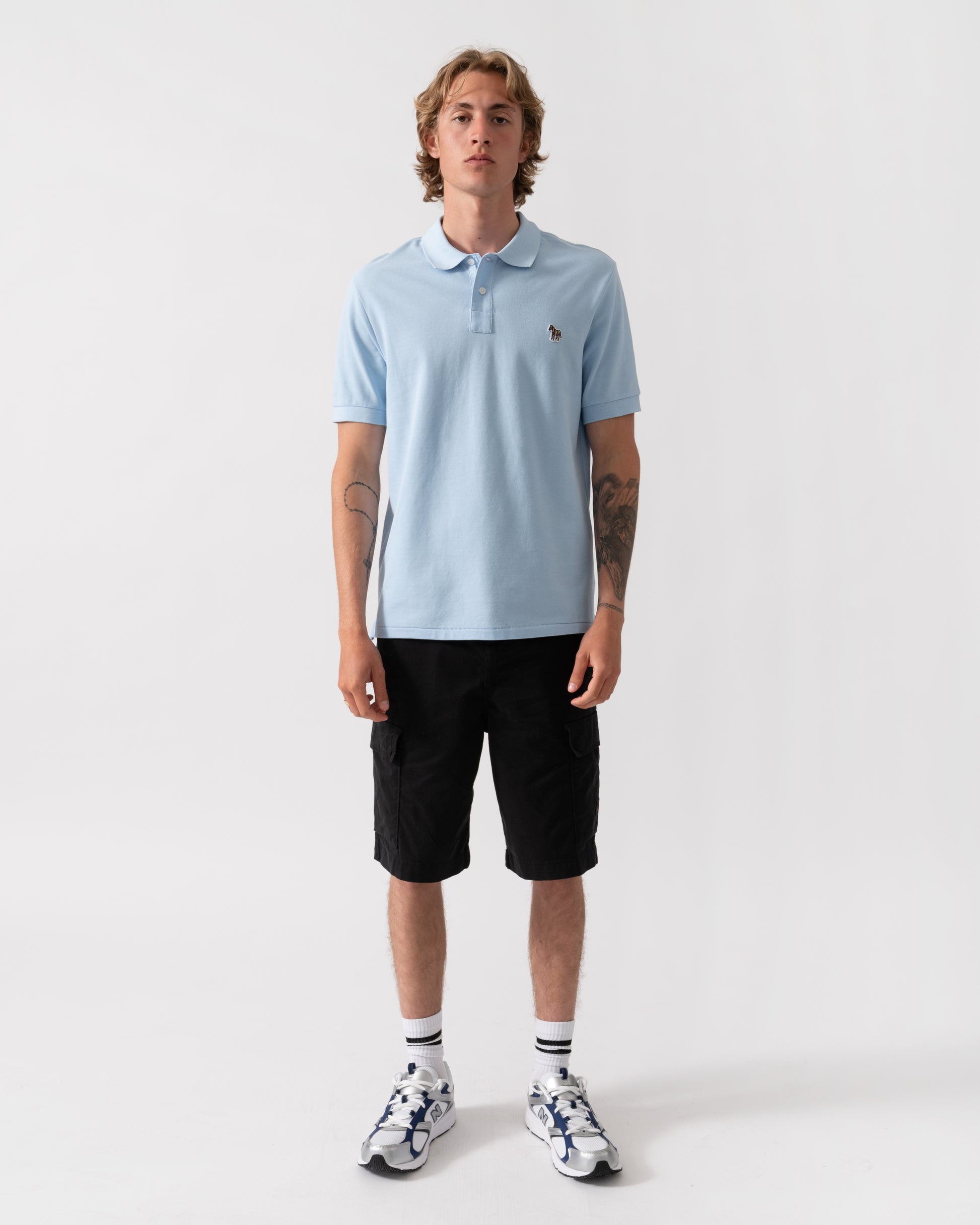 PS Paul Smith Mens Regular Fit Short Sleeve Zebra Logo Polo Shirt M2R-183K-WZEBRA - 41E Blue | CHO | Designer Mens Short Sleeve Polo Shirts