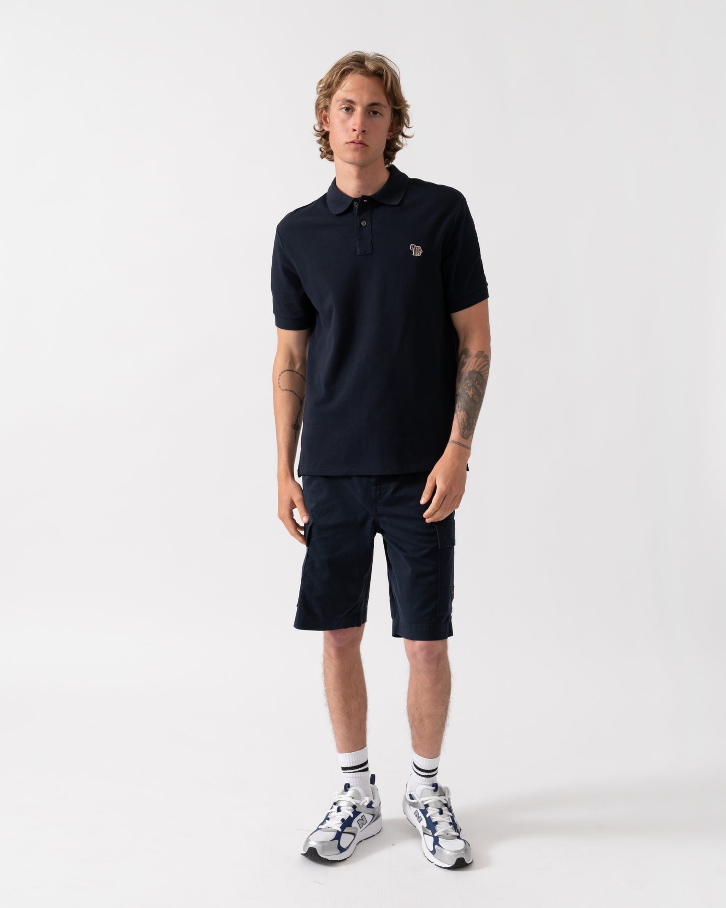 PS Paul Smith Mens Regular Fit Short Sleeve Zebra Logo Polo Shirt M2R-183K-WZEBRA - 49 Very Dark Navy | CHO | Designer Mens Short Sleeve Polo Shirts