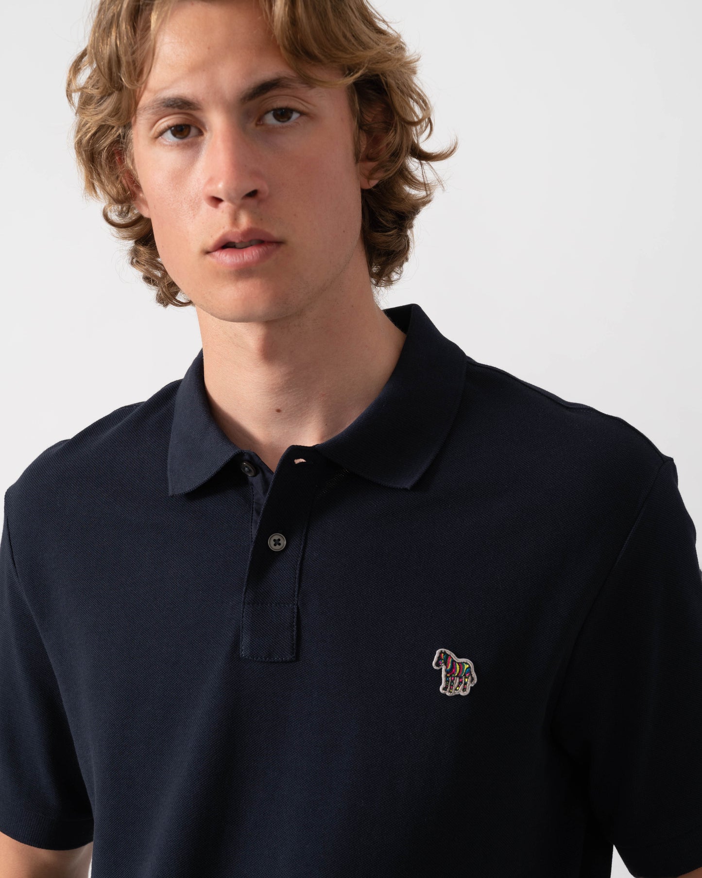 PS Paul Smith Mens Regular Fit Short Sleeve Zebra Logo Polo Shirt M2R-183K-WZEBRA - 49 Very Dark Navy | CHO | Designer Mens Short Sleeve Polo Shirts