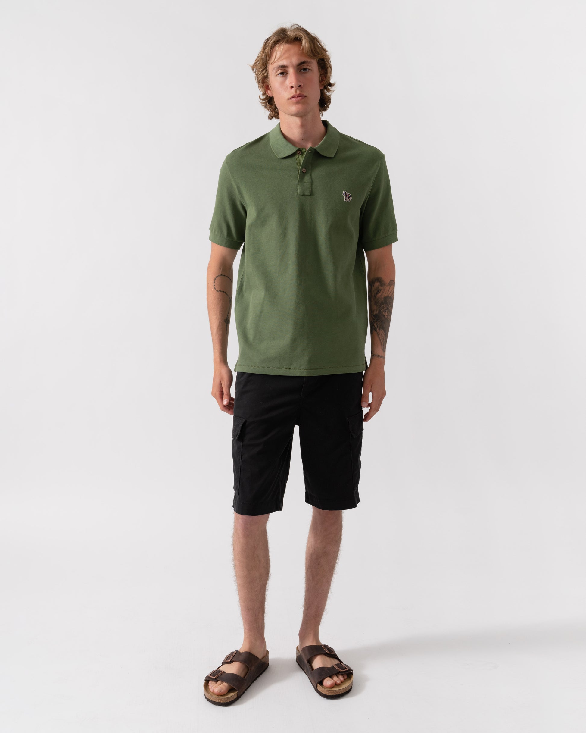 PS Paul Smith Mens Regular Fit Short Sleeve Zebra Logo Polo Shirt - 35E Green
