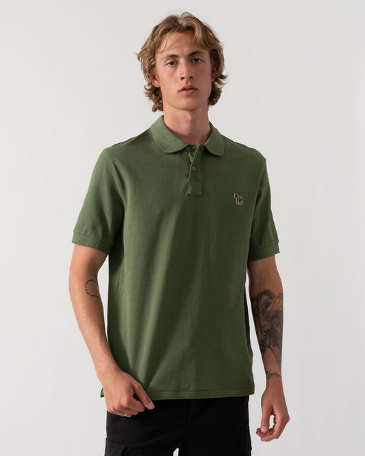 PS Paul Smith Mens Regular Fit Short Sleeve Zebra Logo Polo Shirt - 35E Green