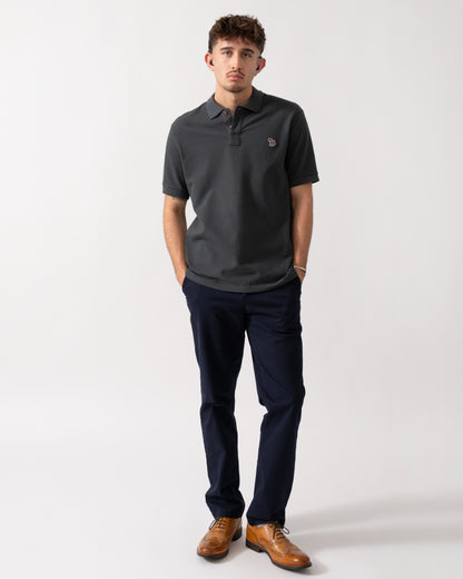 Full length shot of a Model wearing a PS Paul Smith Mens Regular Fit Short Sleeve Zebra Polo Shirt in Grey