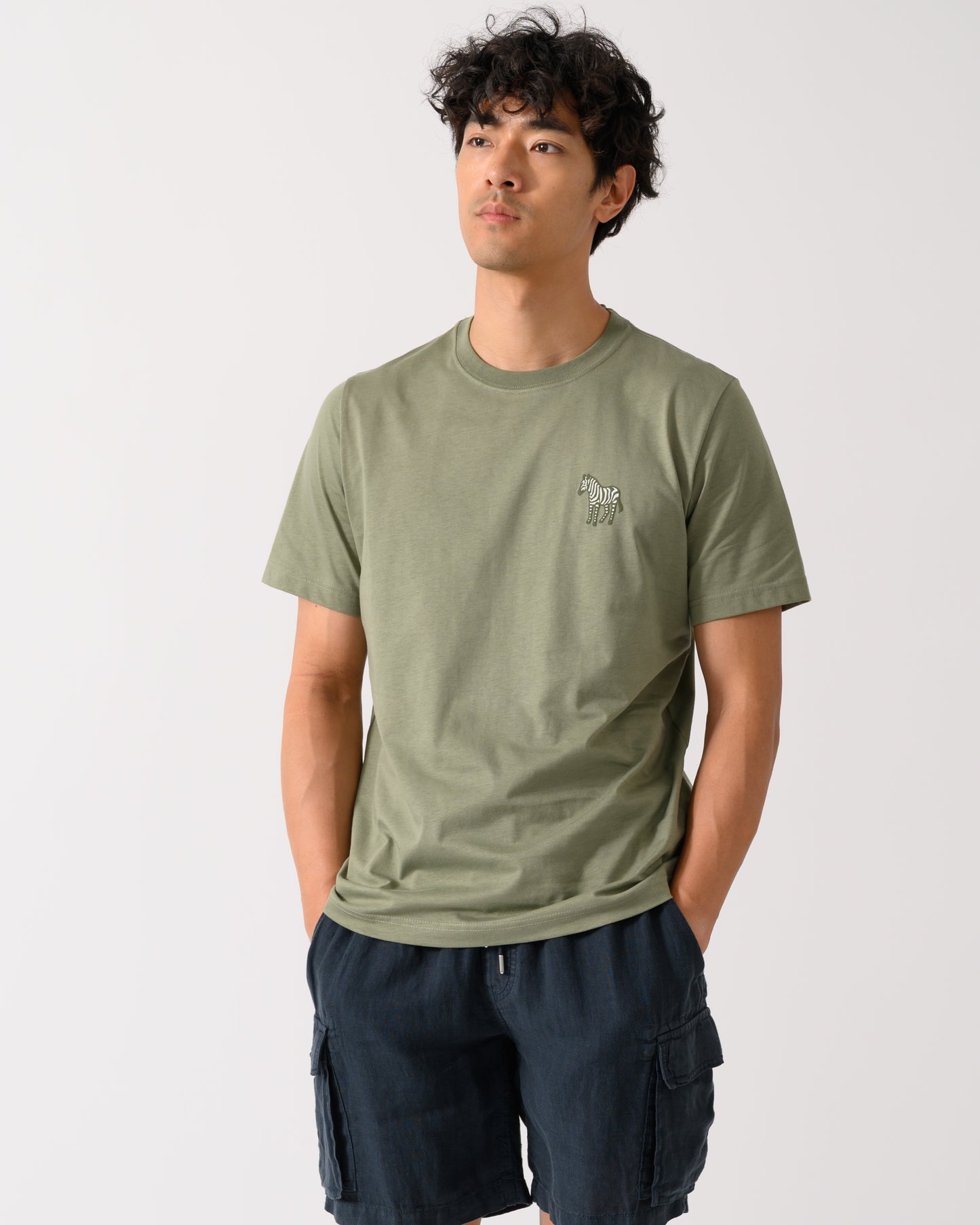 PS Paul Smith Mens Regular Fit Simple Zebra T-Shirt - 34C Light Greyish Green