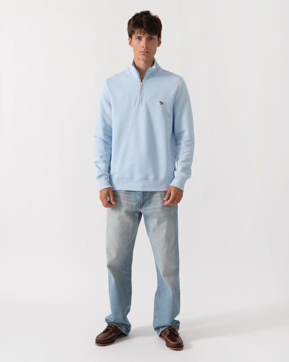 mens quarter zip sweatshirts with Paul Smith's th Mens Regular Fit Zebra Logo 1/4 Zip Top in 41E Light Blue