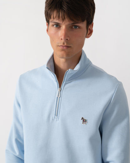 mens quarter zip sweatshirts with Paul Smith's th Mens Regular Fit Zebra Logo 1/4 Zip Top in 41E Light Blue