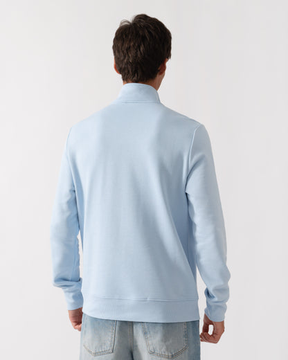 PS Paul Smith Mens Regular Fit Zebra Logo 1/4 Zip Top - 41E Light Blue | CHO | Designer Mens Quarter Zip Sweatshirts
