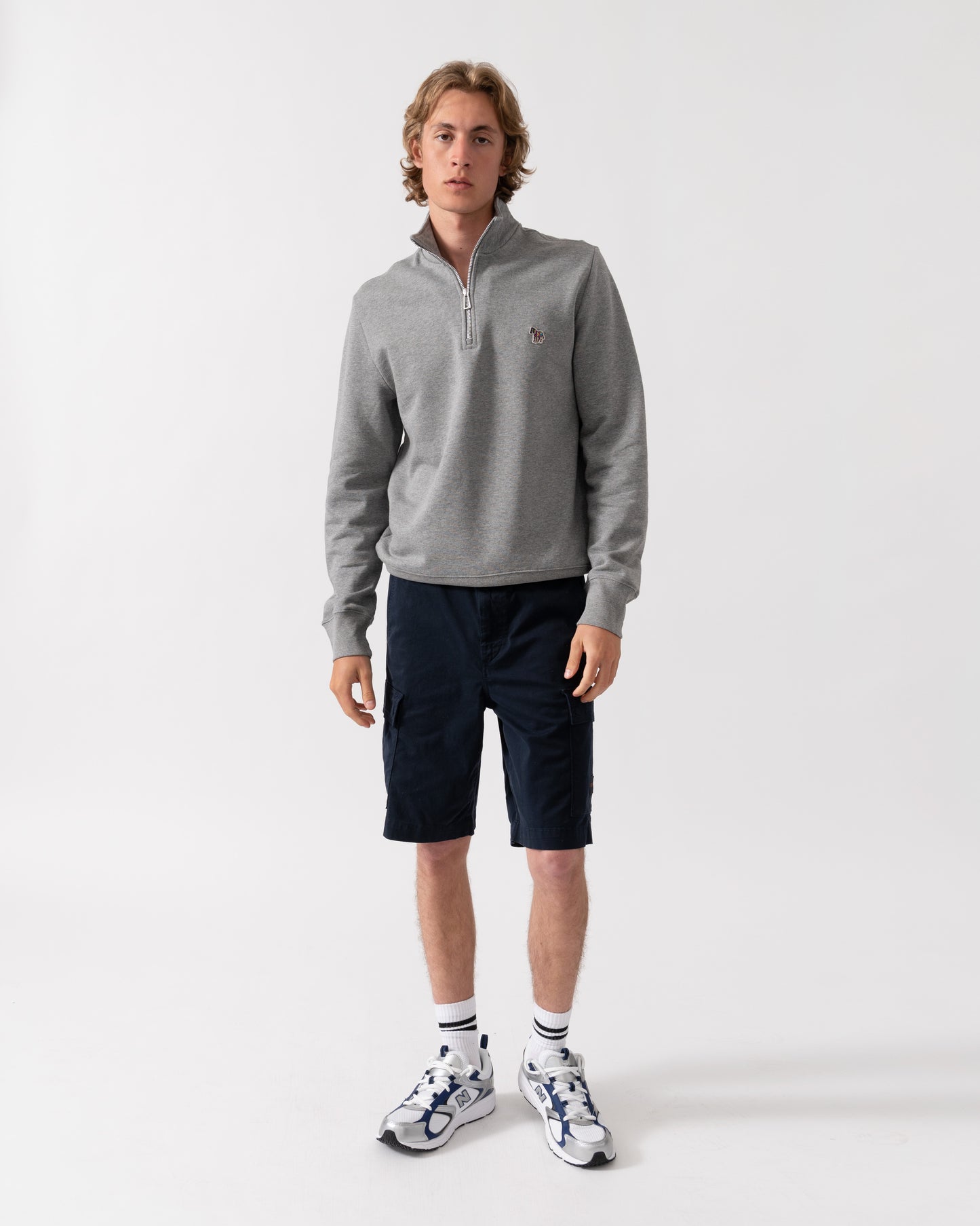 PS Paul Smith Mens Regular Fit Zebra Logo 1/4 Zip Top - 72 Grey