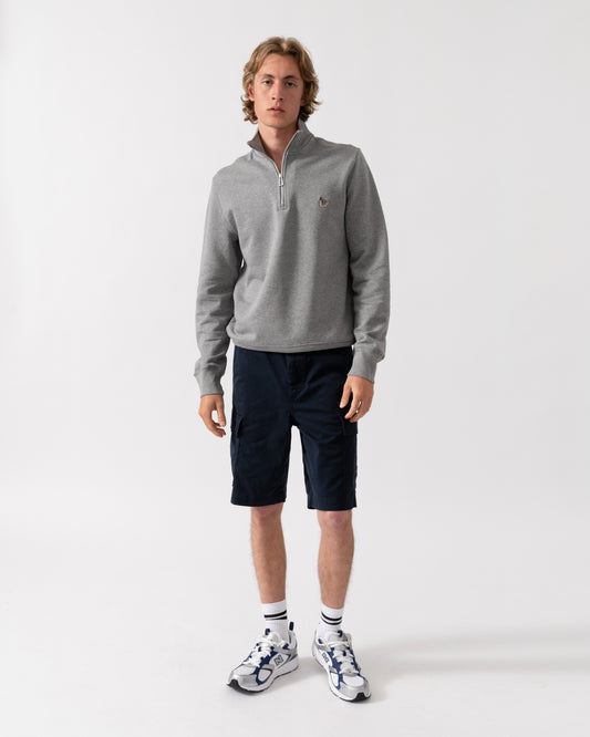 PS Paul Smith Mens Regular Fit Zebra Logo 1/4 Zip Top - 72 Grey