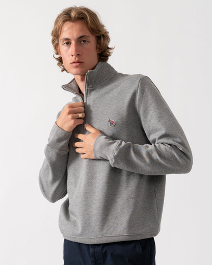 PS Paul Smith Mens Regular Fit Zebra Logo 1/4 Zip Top - 72 Grey