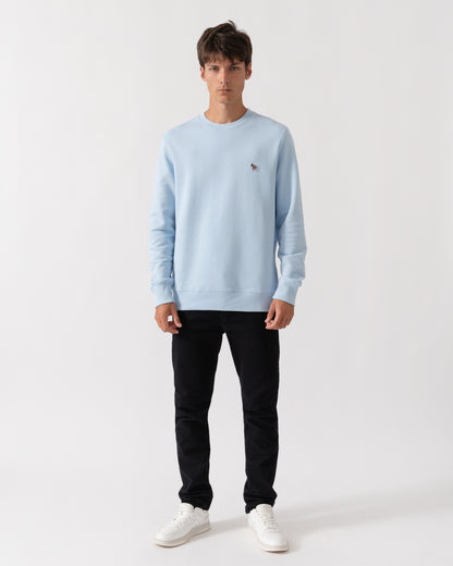 Outfit shot of PS Paul Smith Mens Regular Fit Zebra Logo Sweatshirt - 41E Light Blue