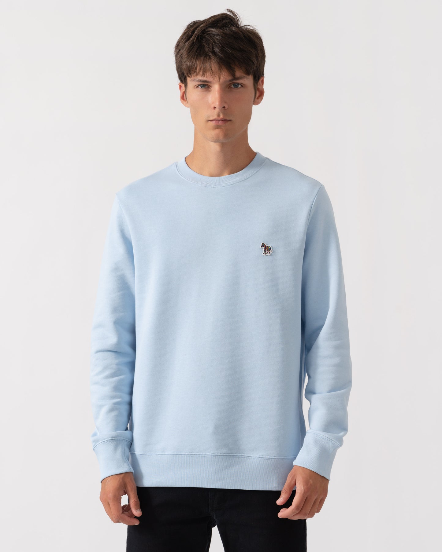 Front of PS Paul Smith Mens Regular Fit Zebra Logo Sweatshirt - 41E Light Blue